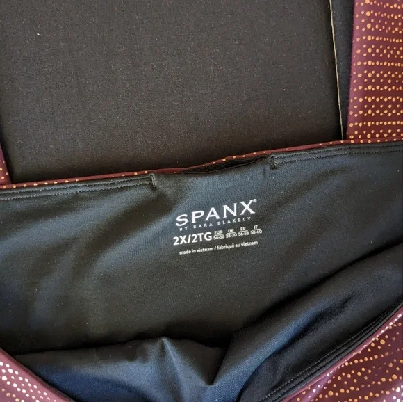 SPANX Booty Boost Metallic Mist Wine/Rose Gold Size 2X Plus 7/8 Leggings - Picture 5 of 5